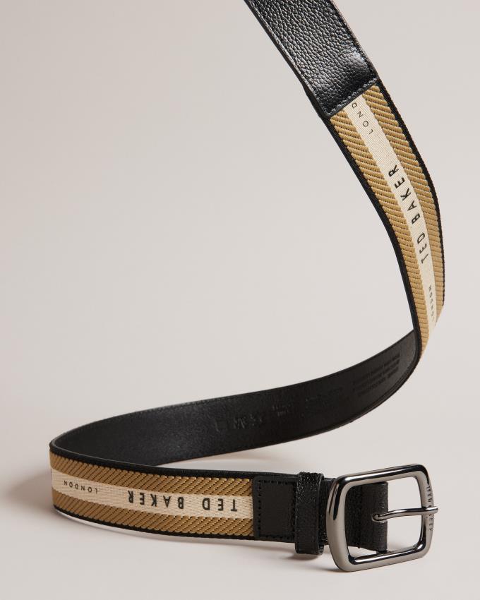 Ceinture Ted Baker Leather And Webbing Noir Homme | TXX-29416110